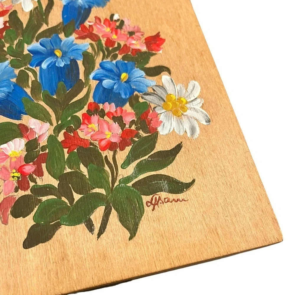 Vintage Wooden Hand Painted Jewelry Box With Mirror Germany